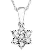 Diamond Necklace, 10k White Gold Diamond Flower Pendant (1/10 Ct. T.w.)