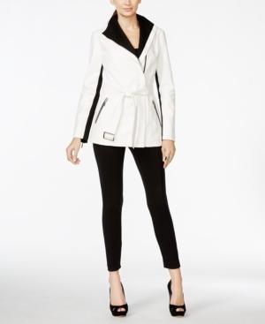 Inc International Concepts Colorblocked Faux-leather Belted Jacket, Only At Macy's