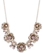 Marchesa Gold-tone Crystal & Imitation Pearl Flower Statement Necklace, 16 + 3 Extender