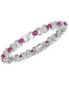 Certified Ruby (7 Ct. T.w.) And Diamond Accent Xo Bracelet In Sterling Silver