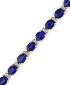 Velvet Bleu By Effy Sapphire (12 Ct. T.w.) And Diamond (1/4 Ct. T.w.) Tennis Bracelet In 14k Gold
