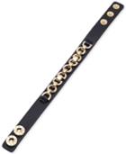 Dkny Gold-tone Chain Leather Snap Bracelet, Created For Macy's