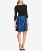 American Living Long-sleeve Floral-print Fit & Flare Dress