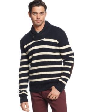 X-ray Striped Shawl-collar Sweater
