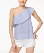 Love, Fire Juniors' Printed Ruffled One-shoulder Top