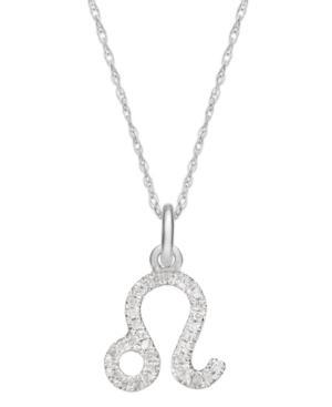 Diamond Necklace, 10k White Gold Diamond Leo Zodiac Pendant (1/10 Ct. T.w.)
