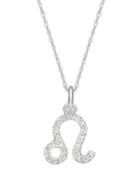Diamond Necklace, 10k White Gold Diamond Leo Zodiac Pendant (1/10 Ct. T.w.)