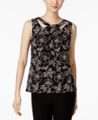 Nine West Printed Cutout-neck Shell