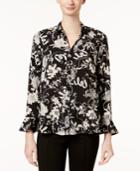 Charter Club Floral-print Flare-sleeve Blouse, Created For Macy's