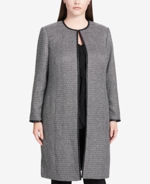Calvin Klein Plus Size Faux-leather-trim Topper Jacket