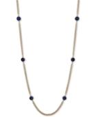 Dkny Gold-tone Blue Stone Strand Necklace, Created For Macy's