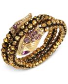 Betsey Johnson Gold-tone Rhinestone And Crystal Snake Coil Bracelet