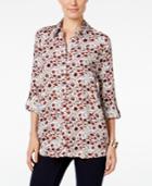 Style & Co. Floral-print Roll-tab Shirt, Only At Macy's