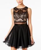 As U Wish Juniors' 2-pc. Sequined Lace Fit & Flare Dress