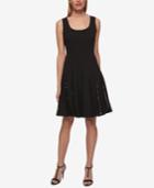 Tommy Hilfiger Lace-inset Pleated Fit & Flare Dress