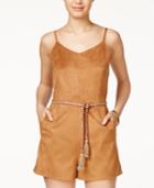 American Rag Faux-suede Belted Romper, Created For Macy's