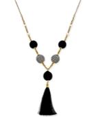 I.n.c. Gold-tone Bead & Wrapped Ball Tassel Pendant Necklace, 36 + 3 Extender, Created For Macy's
