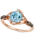 Le Vian Chocolatier Aquamarine (9/10 Ct. T.w.) And Diamond (1/8 Ct. T.w.) Ring In 14k Rose Gold