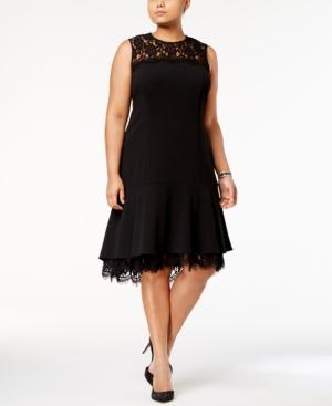 Calvin Klein Plus Size Lace-trim A-line Dress