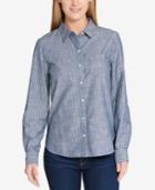Tommy Hilfiger Core Striped Roll-tab Shirt, Created For Macy's