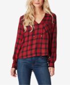 Jessica Simpson Juniors' Ida Mixed-plaid Reverse Shirt