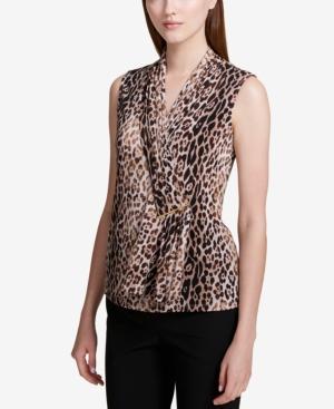 Calvin Klein Animal-print Wrap Top