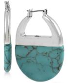 Kenneth Cole New York Silver-tone Stone Solid Hoop Earrings