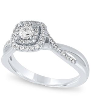 Diamond Cushion Halo Engagement Ring (3/8 Ct. T.w.) In 14k White Gold