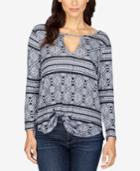 Lucky Brand Cutout Geo-print Top