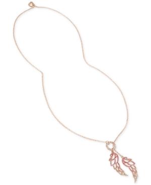 Betsey Johnson Rose Gold-tone Pave Angel Wings 30 Lariat Necklace