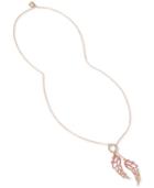 Betsey Johnson Rose Gold-tone Pave Angel Wings 30 Lariat Necklace