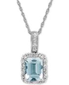Aquamarine (2-1/10 Ct. T.w.) & White Topaz (5/8 Ct. T.w.) Pendant Necklace In Sterling Silver