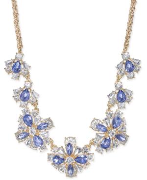 Charter Club Clear & Colored Crystal Flower Statement Necklace, Created For Macy's