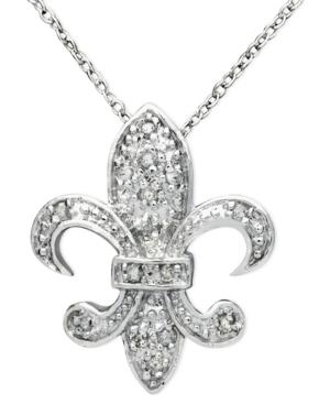 Diamond Pendant, Sterling Silver Diamond Fleur De Lis (1/10 Ct. T.w.)
