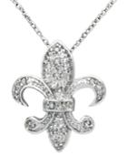 Diamond Pendant, Sterling Silver Diamond Fleur De Lis (1/10 Ct. T.w.)