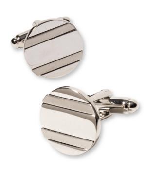 Geoffrey Beene Horizontal Banded Round Cufflinks
