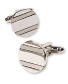 Geoffrey Beene Horizontal Banded Round Cufflinks