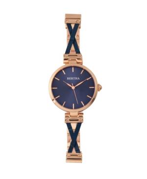 Bertha Quartz Amanda Collection Rose Gold And Blue Stainless Steel Watch 36mm