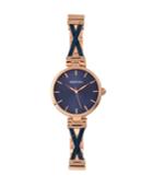 Bertha Quartz Amanda Collection Rose Gold And Blue Stainless Steel Watch 36mm
