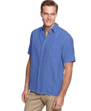 Tasso Elba Men's Silk-blend Sun Protective Crosshatch Short-sleeve Shirt, Only At Macy's