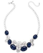 Inc International Concepts Silver-tone Blue Bead Hammered Disc Statement Necklace, Only At Macy's