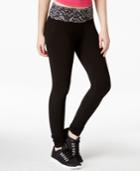 Material Girl Active Juniors' Chevron-print Lace-trim Leggings, Only At Macy's