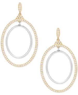 Swarovski Two-tone Pave Drop Hoop Earrings