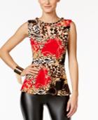 Thalia Sodi Printed Cutout Peplum Top, Only At Macy's