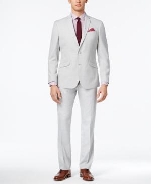 Kenneth Cole Reaction Men's Slim-fit Light Gray Micro-check Suit