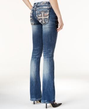 Miss Me Embellished Embroidered Medium Blue Wash Bootcut Jeans