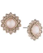 Marchesa Gold-tone Crystal Button Earrings