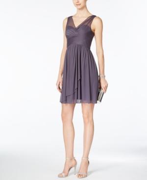 Adrianna Papell V-neck Illusion Dress