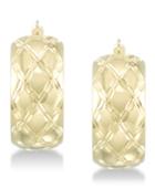 Signature Gold Diamond Accent Patterned Hoop Earrings In 14k Gold Over Resin