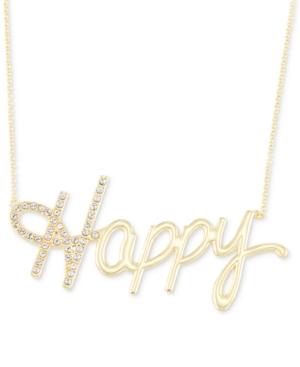 Simone I. Smith Swarovski Crystal Happy Pendant Necklace In 18k Gold Over Sterling Silver, 18 + 4 Extender
